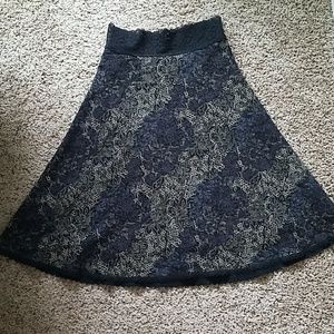 CAbi A-line floral skirt with lace waist